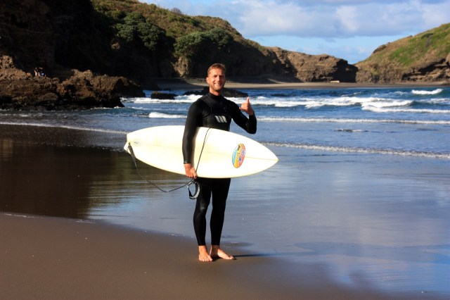 Neuseeland Piha Beach Selfie 2
